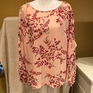Liz Claiborne blouse. Pink base with darker pink leaves. Size OX